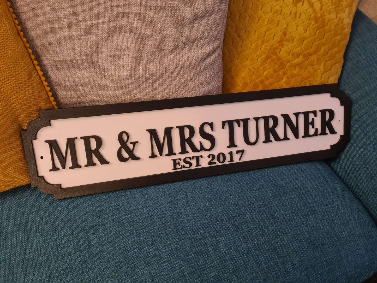 Street sign 3D look, Mr & Mrs | Mr & Mr | Mrs & Mrs Surname with Est date, personalised wall mount, MDF