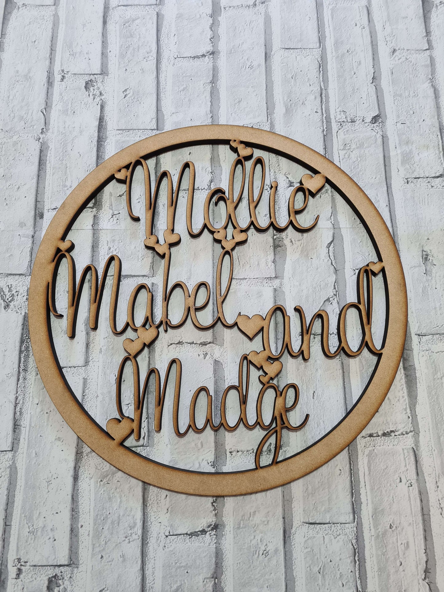 Wooden MDF Personalised Custom Hoop 3mm and 6mm, 4 sizes