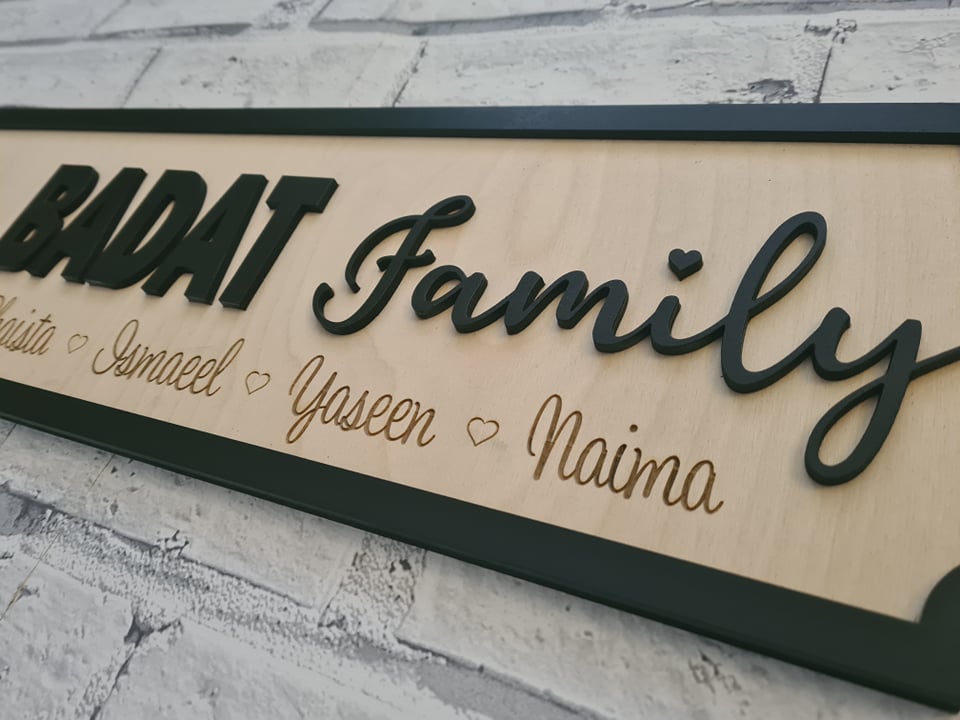 The Surname Family with names | Street sign 3D look | personalised wall mount | new style