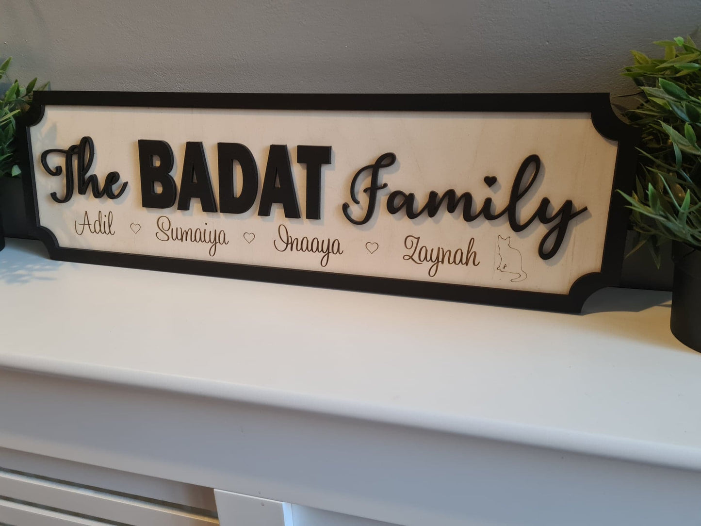 The Surname Family with names | Street sign 3D look | personalised wall mount | new style