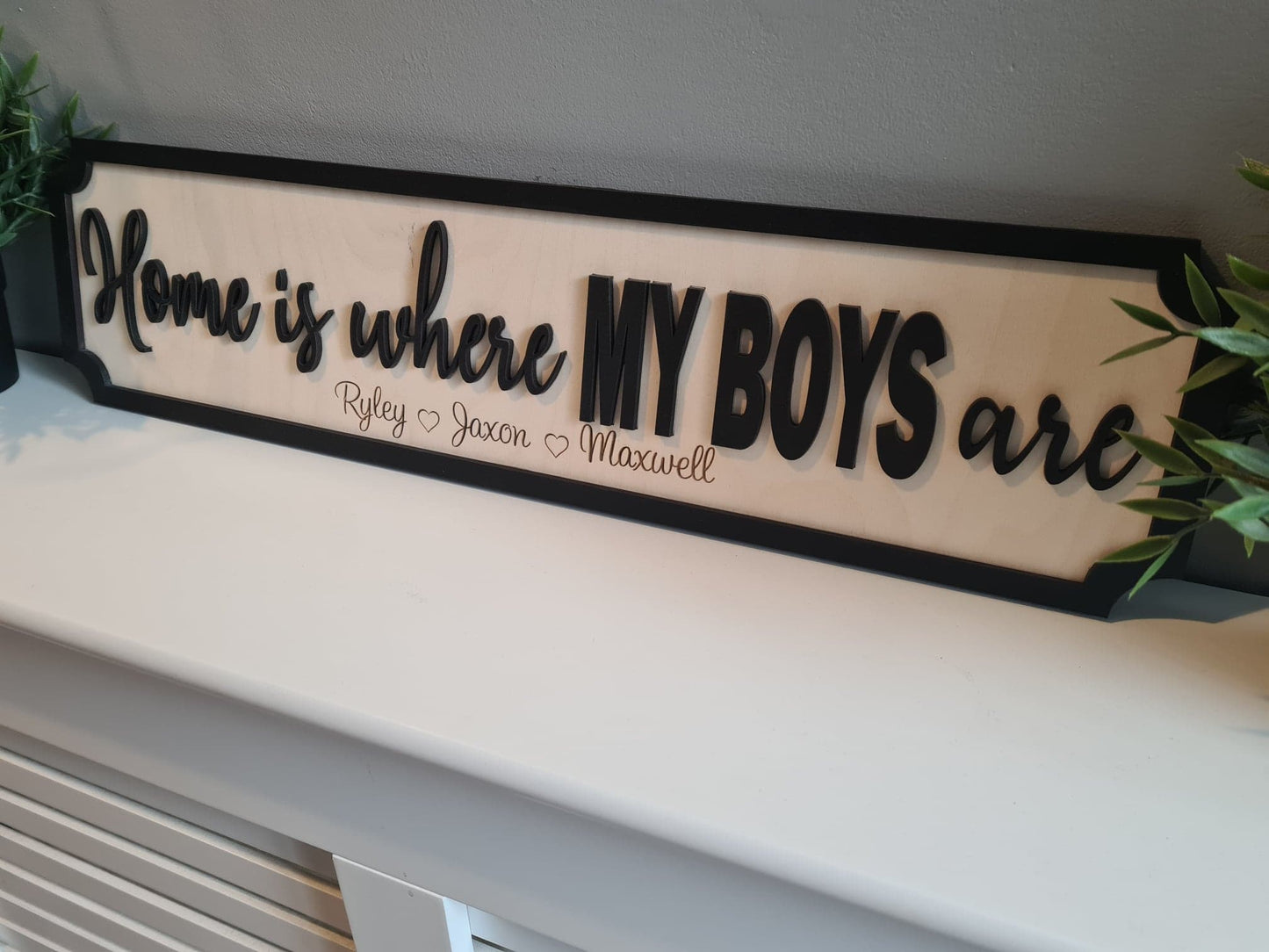 Home is where my boys are | Street sign 3D look | personalised wall mount | new style