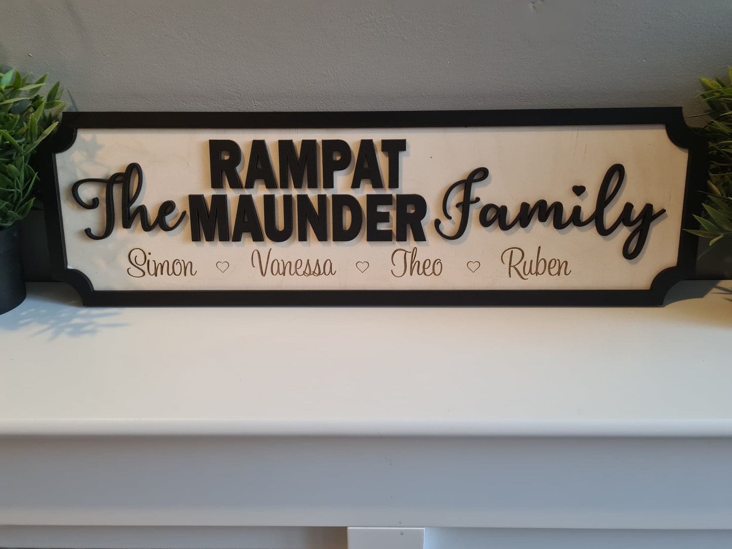 The Surname Family with names | Street sign 3D look | personalised wall mount | new style