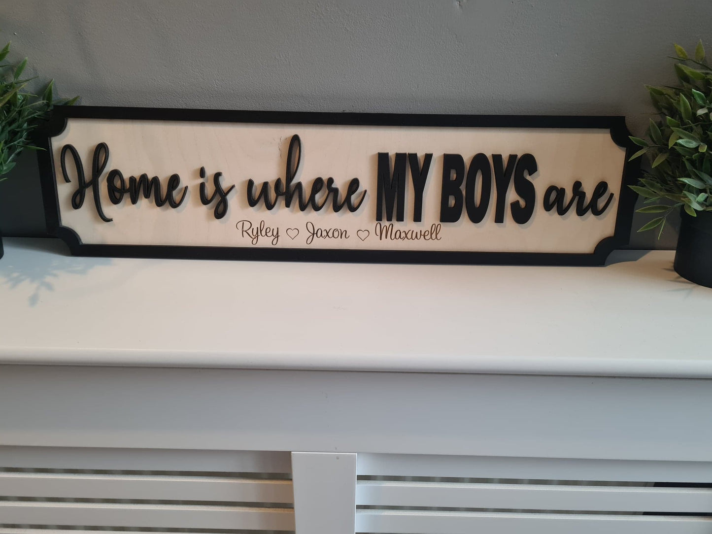 Home is where my boys are | Street sign 3D look | personalised wall mount | new style