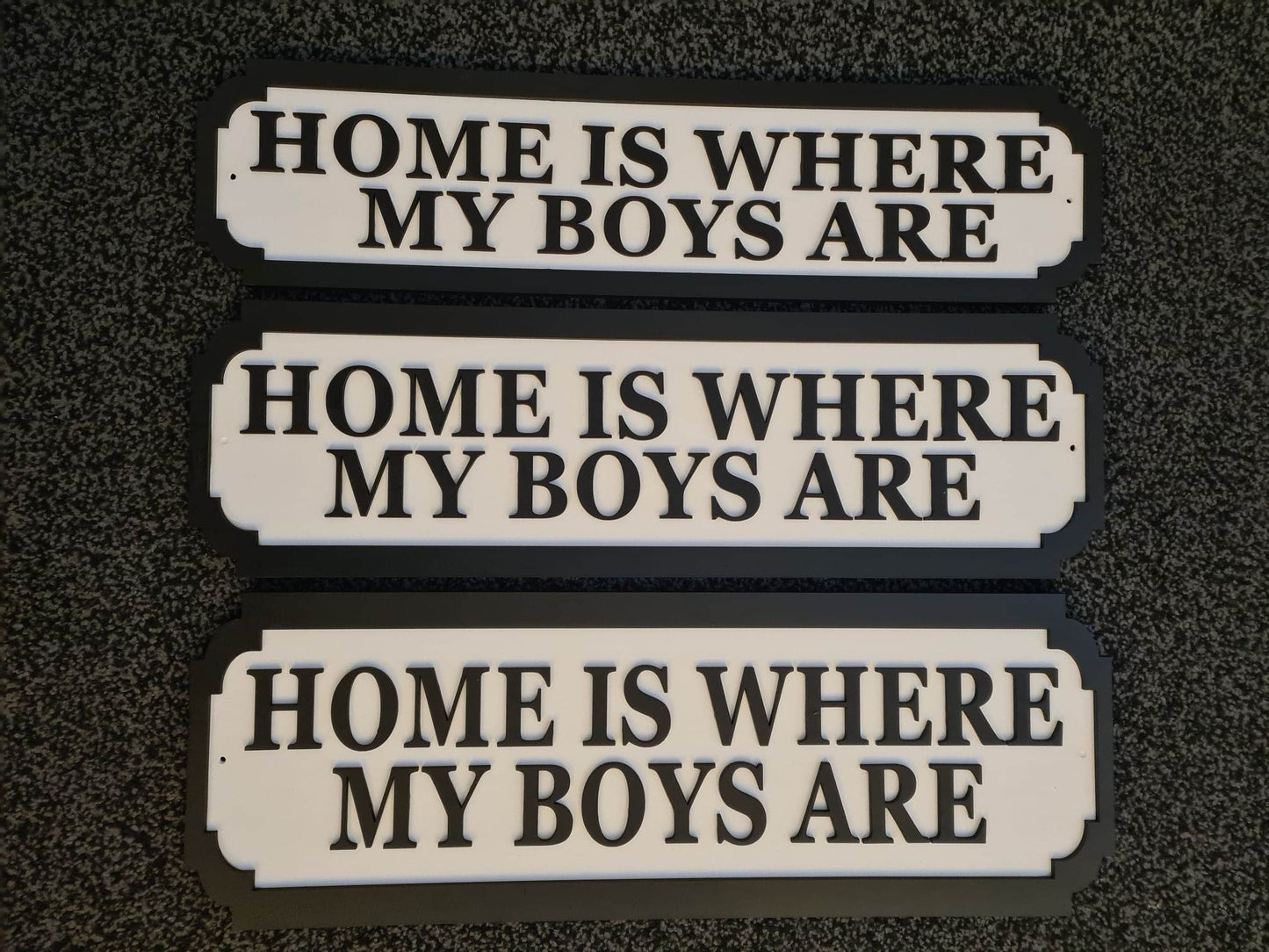 Street sign 3D look, Home is where my boys are, personalised wall mount, MDF