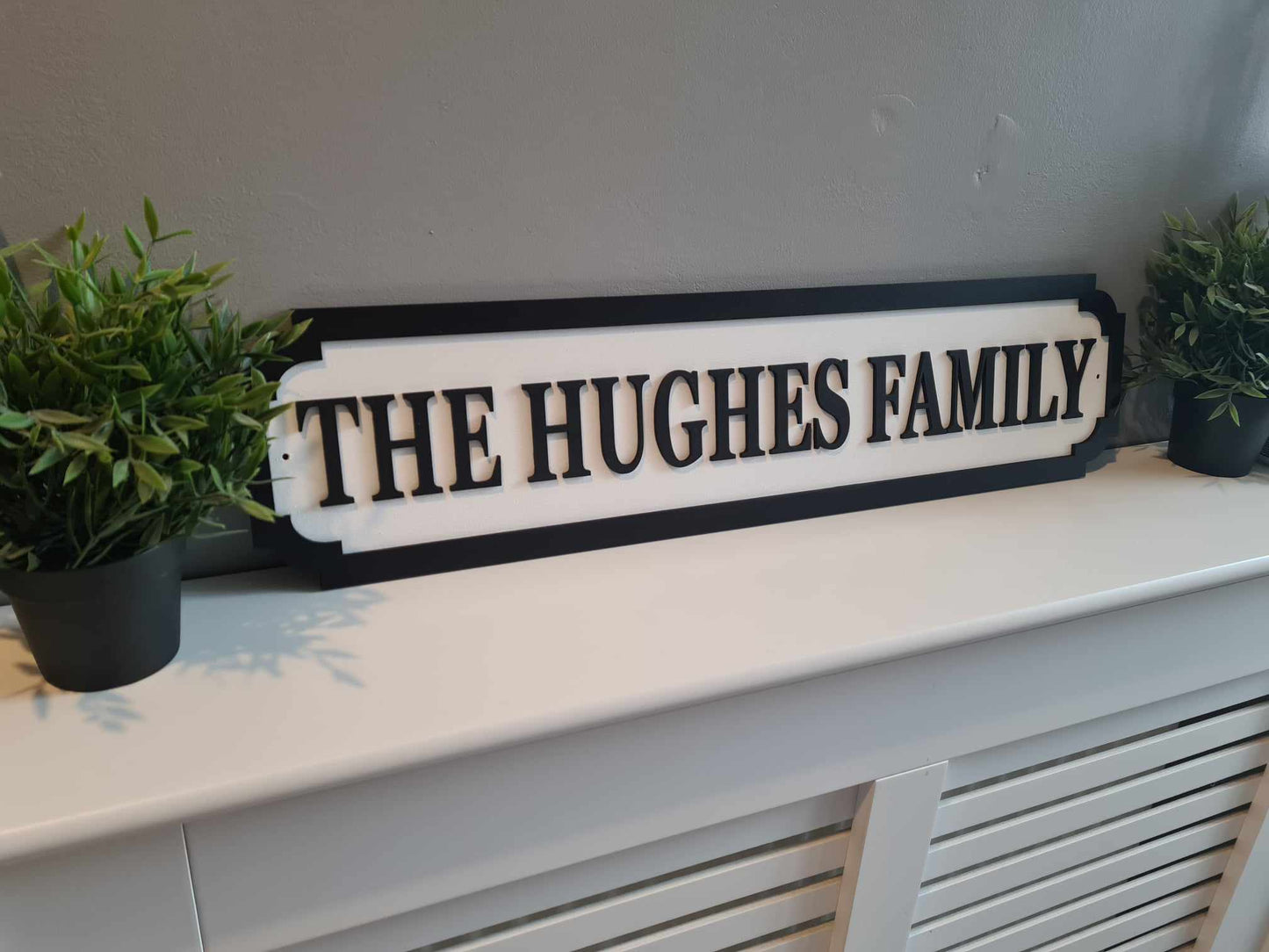 Street sign 3D look, The Surname Family, personalised wall mount MDF