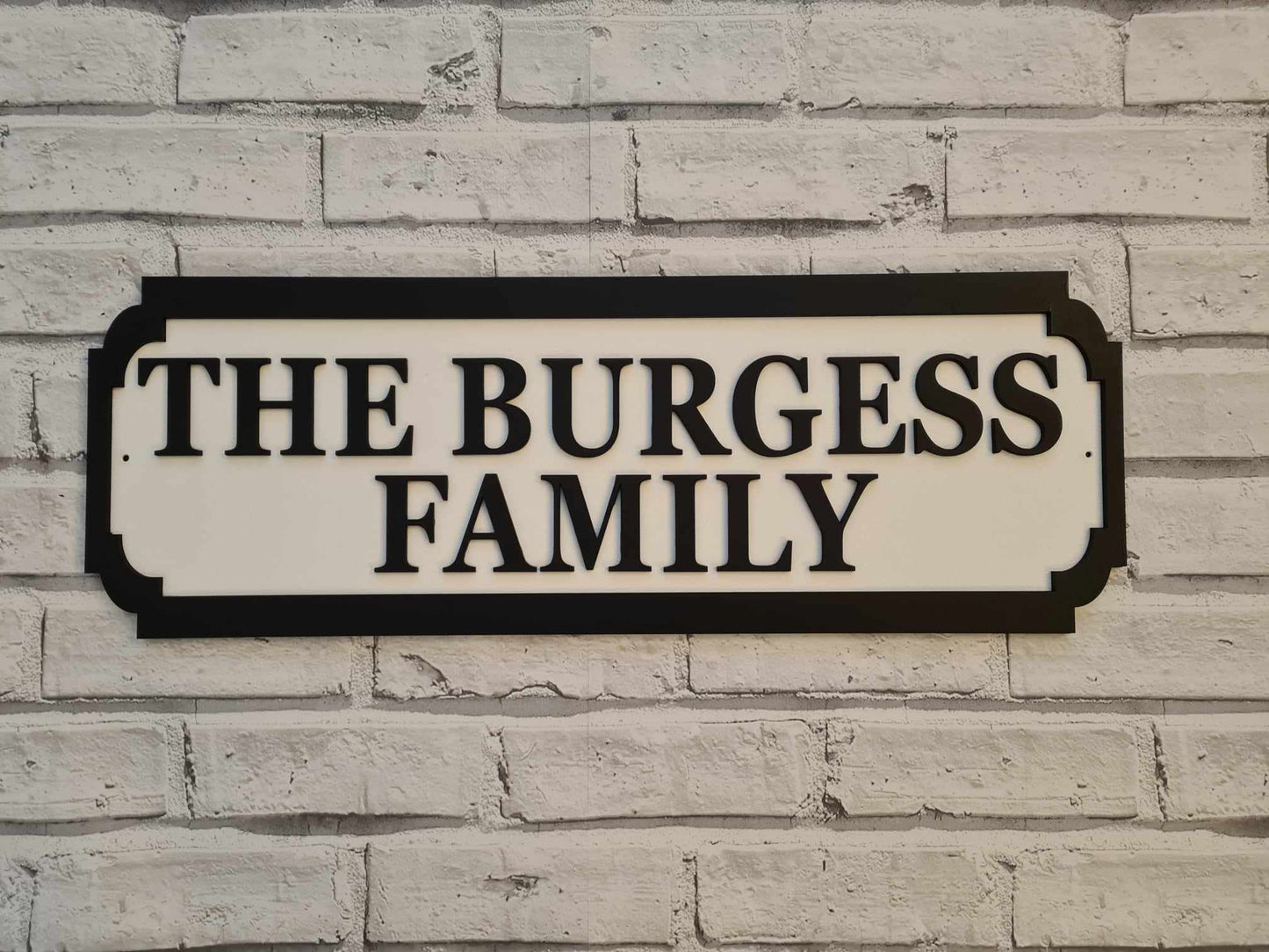 Street sign 3D look, The Surname Family, personalised wall mount MDF