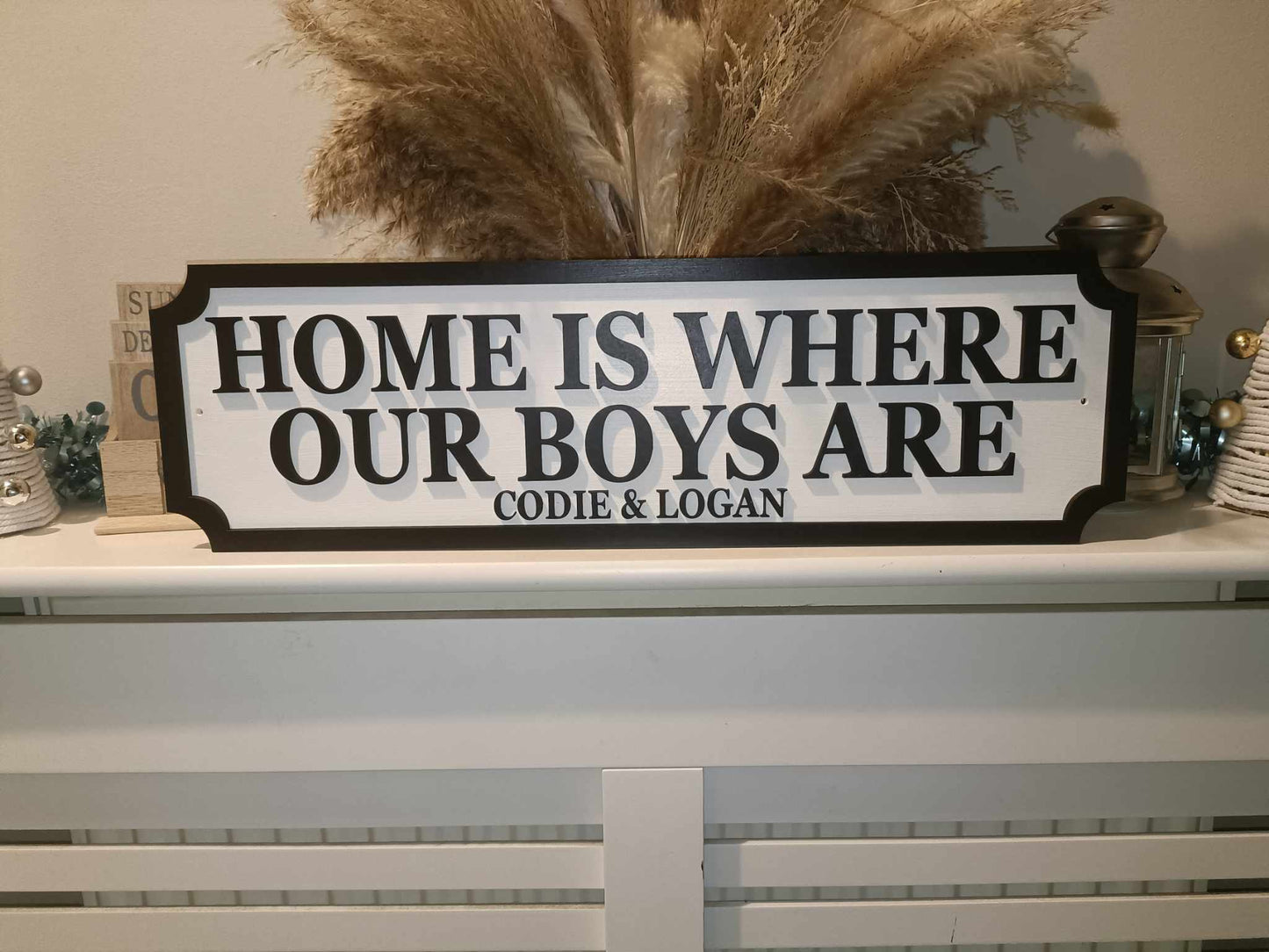 Freestanding Home is where my boys are | personalised Street sign 3D look | MDF | wall decor | gift | upto 12 names | laser cut | home decor