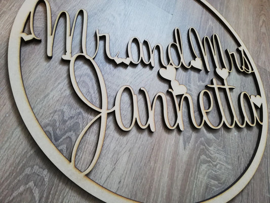 Wooden MDF Personalised Wedding Hoop 3mm and 6mm, 4 sizes