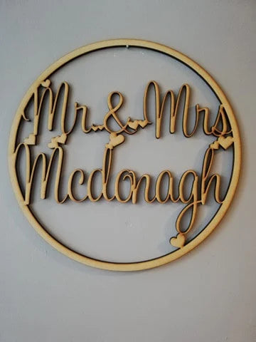 Wooden MDF Personalised Wedding Hoop 3mm and 6mm, 4 sizes