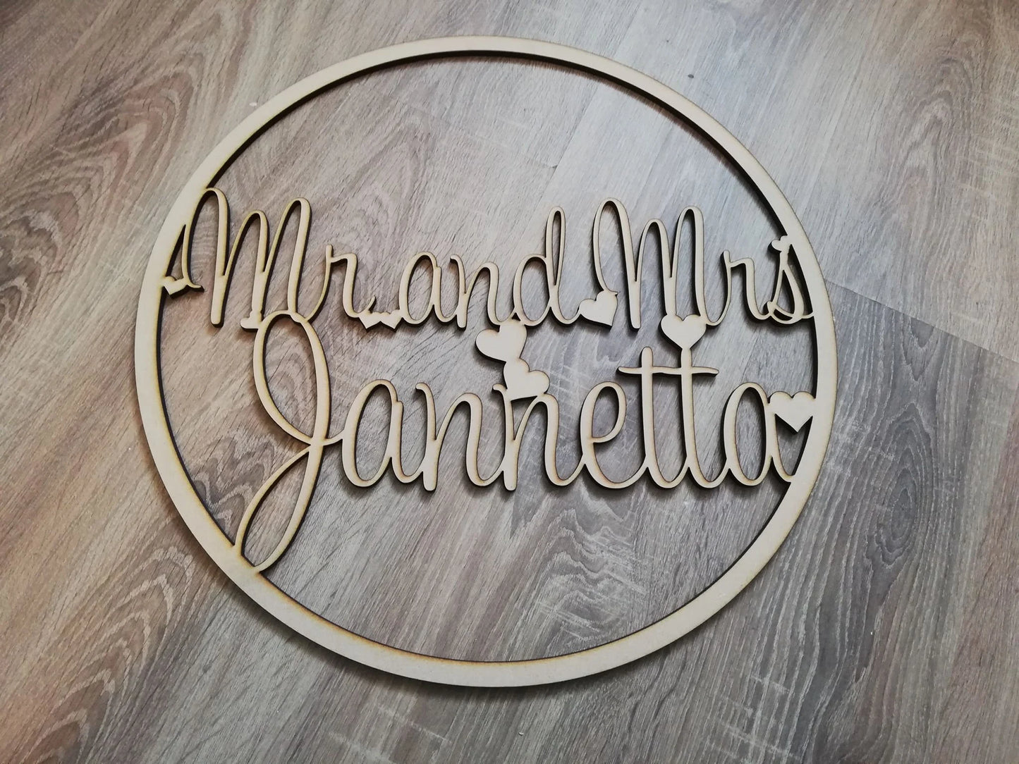 Wooden MDF Personalised Wedding Hoop 3mm and 6mm, 4 sizes