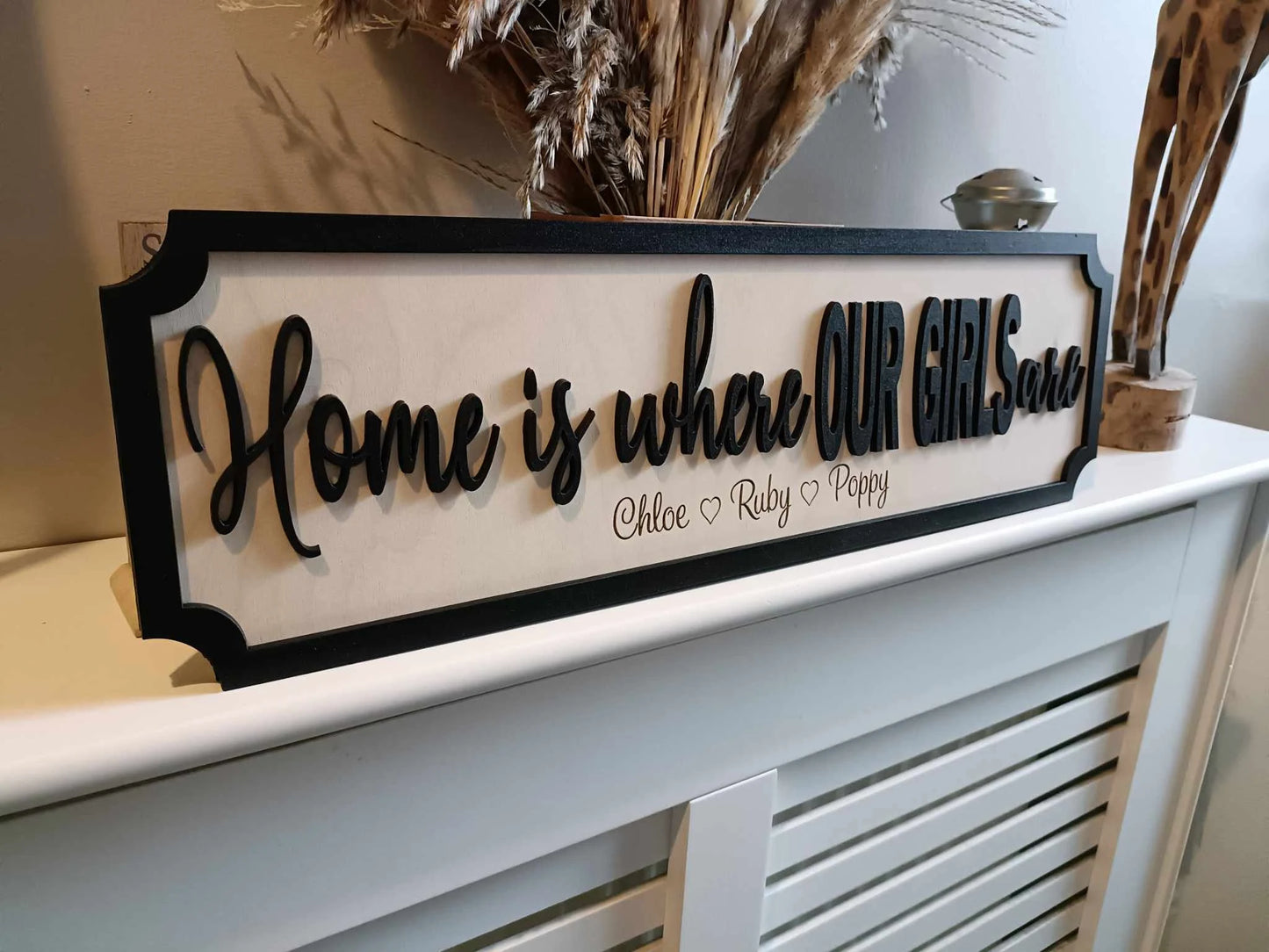 Freestanding Home is where my girls are | Street sign 3D look | personalised freestanding | new style | decor | gift | home decor | rustic