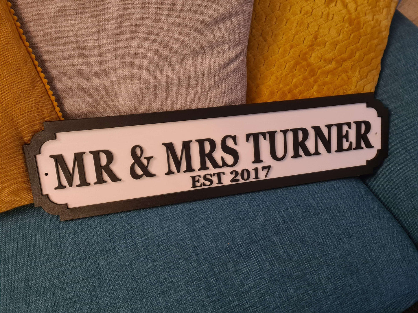 Street sign 3D look, Mr & Mrs | Mr and Mr | Mrs and Mrs Surname with Est date, personalised wall mount, MDF