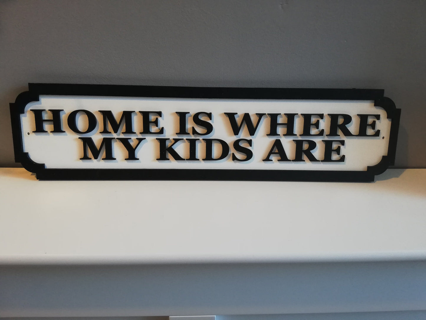 Street sign 3D look, Home is where my kids are, personalised wall, MDF