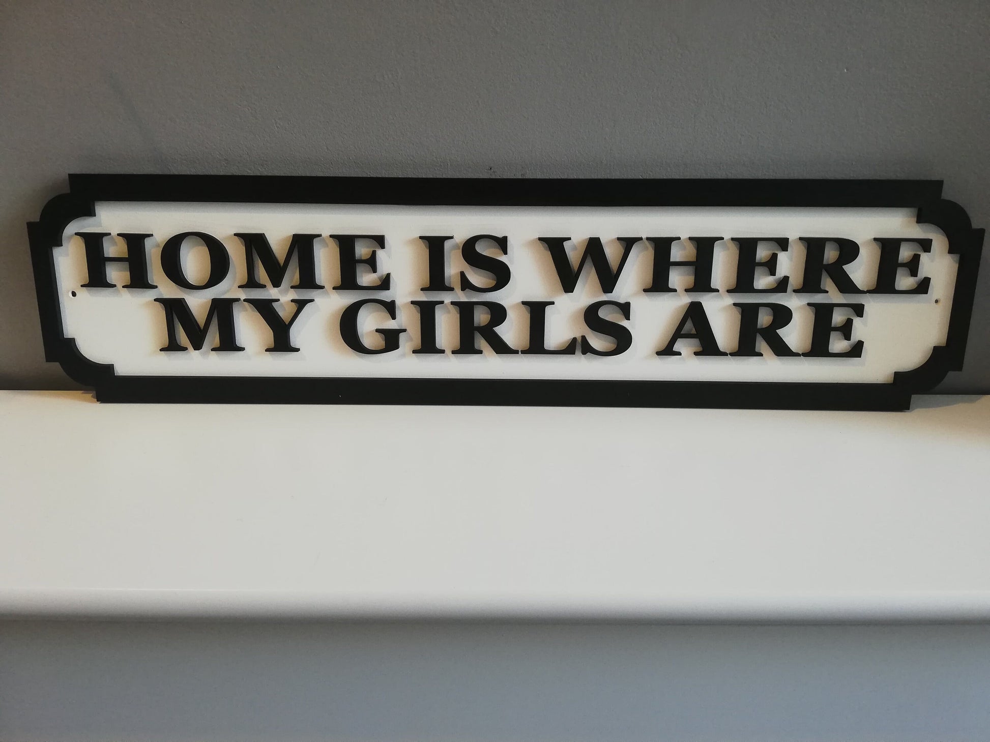 Street sign 3D look, Home is where my girls are, personalised wall, MDF