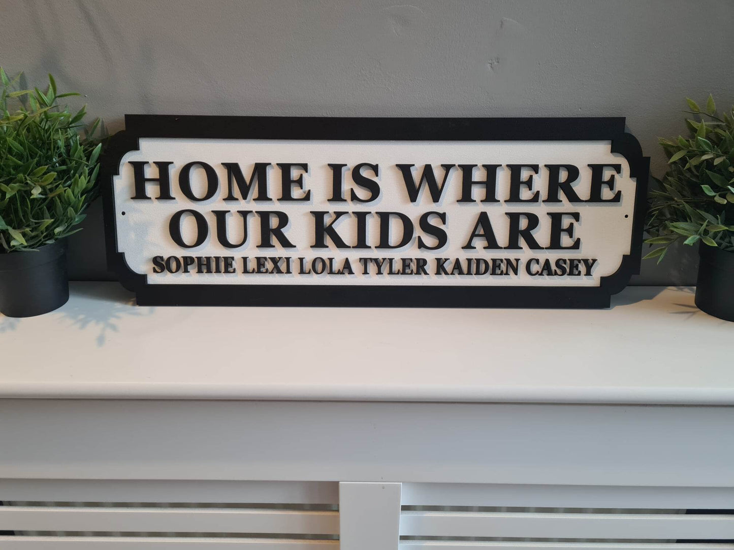 Street sign 3D look, Home is where my kids are, personalised wall, MDF