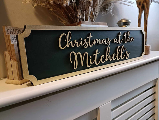 Freestanding Christmas at the Surname's | Street sign 3D look | personalised wall mount | MDF | gift | present | home decor | Christmas gift