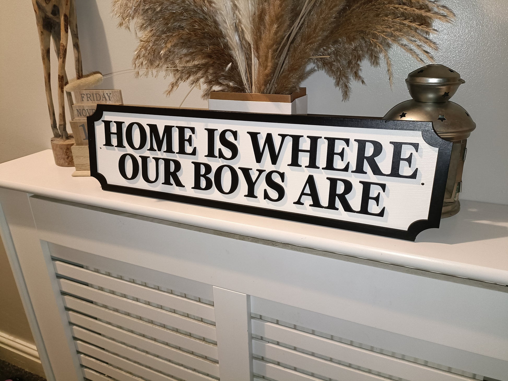 Freestanding Home is where my boys are | personalised Street sign 3D look | MDF | wall decor | gift | upto 12 names | laser cut | home decor