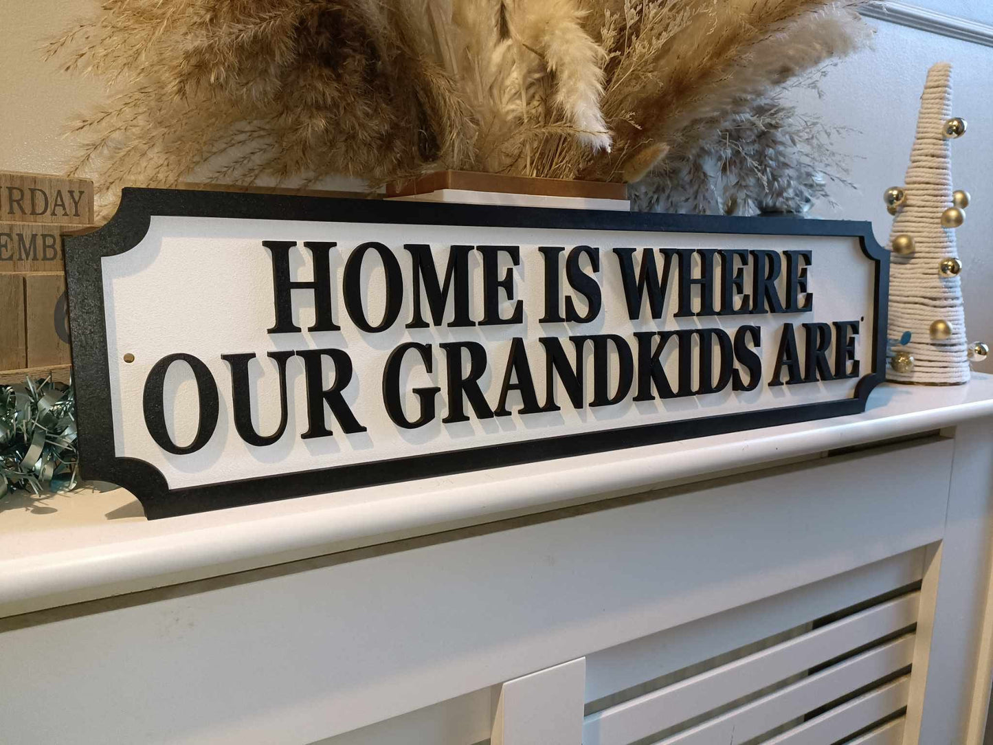 70cm long - Home is where my grandkids are | Street sign 3D look | personalised wall | MDF | wall decor | gift | upto 12 names | home decor