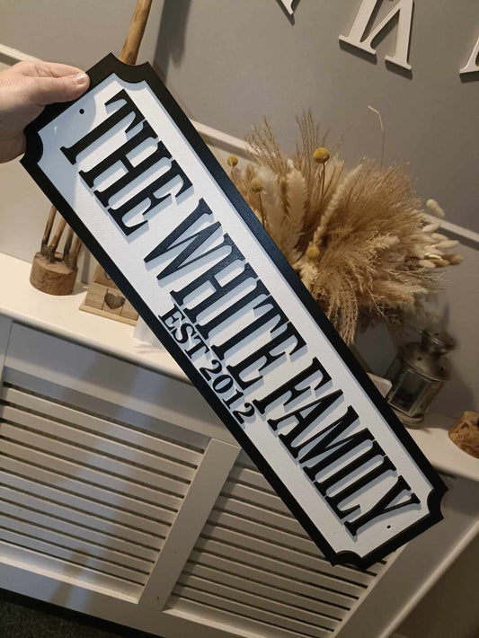 70cm long - The Surname Family | Street sign 3D look | personalised wall mount | MDF | Home decor | Gift | Birthday | Wedding | Christmas