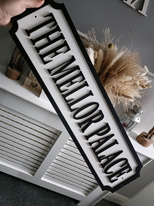 70cm long - The Surname Palace | Street sign 3D look | personalised wall mount | MDF | Home decor | Gift | Birthday | Wedding | Christmas