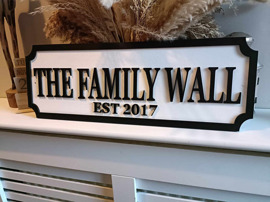 The family wall/Est date | Street sign 3D look | personalised wall mount | MDF | Home decor | Gift | Birthday | Wedding | Christmas |3 sizes